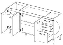 Balcão Gabinete Para Pia 160cm sem Tampo 3 Portas Fit Branco - Nicioli