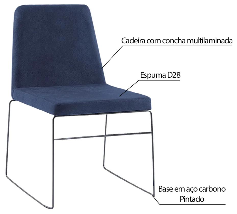 Kit 2 Cadeiras Decorativa Sala de Jantar Anne Linho Azul Marinho G17 - Gran Belo