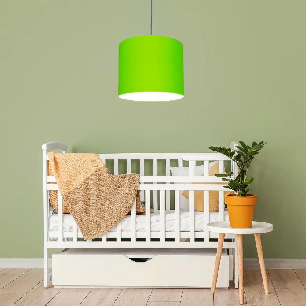 Luminária Pendente Vivare Free Lux Md-4107 Cúpula em Tecido - Verde-Limão - Canopla branca e fio transparente