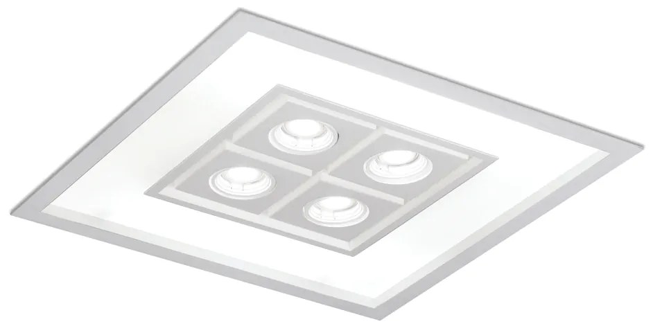 Luminária De Embutir Focus Quadrado C/ Aba 8Xe27 + 4Xmr16 50X50X10Cm |... (ORN-M - Ouro Novo Metálico)