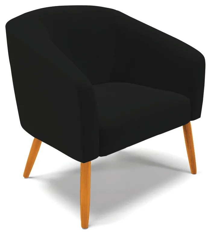 Poltrona Decorativa Pé Palito Castanho kit 2 Stella Linho D03 - D'Rossi - A79 Preto