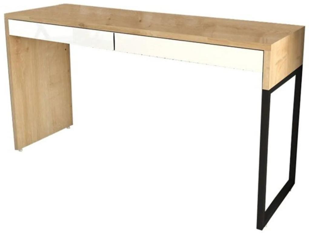 Mesa Para Computador Escrivaninha 2 Gavetas Desk Natura/Branco - Fit Mobel