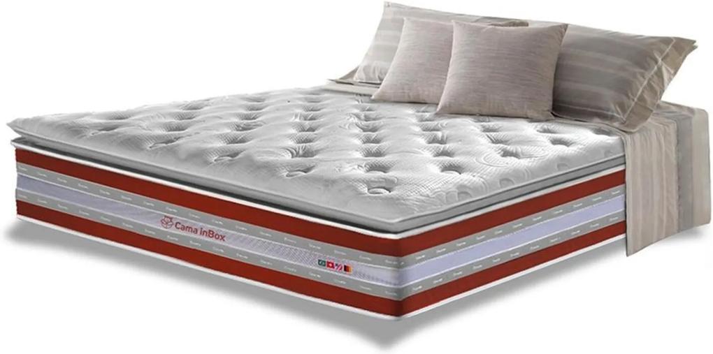 Colchão Casal de Molas Ensacadas D33 com Pillow TOP Cama inBox Select 138x188x32 Vermelho