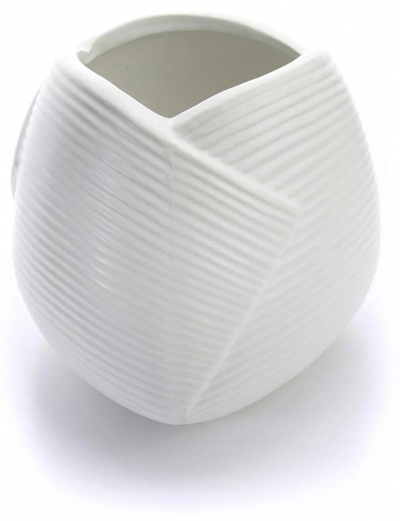 Vaso Decorativo Dobradura Branco em Cerâmica 16,5x17,5 cm - D'Rossi