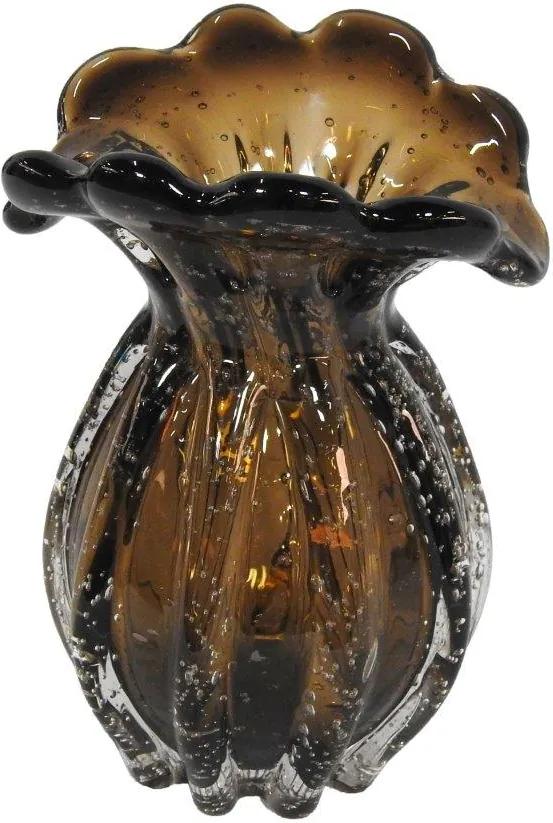 Vaso Decorativo em Murano Marrom com Base Oval 50cm x 40cm