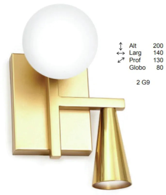 Arandela Swilver Mista Cone Fixo E Globo 13X14X20Cm Globo Ø08Cm 2Xg9 -... (CHAMPANHE, CLEAR (Transparente))