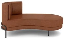 Chaise Longue Divã 164cm Braço Esquerdo Logus D06 Sintético Marrom - M