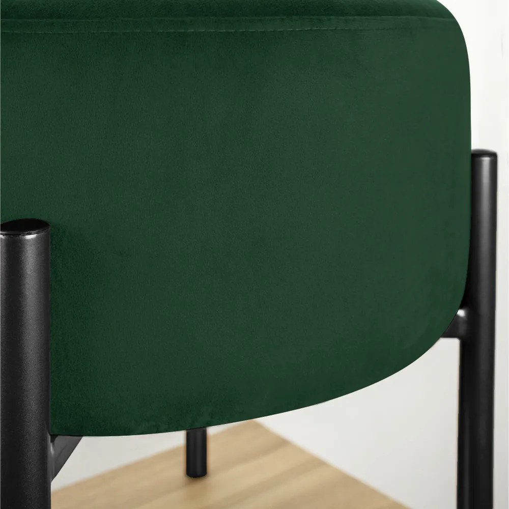 Puff Banqueta Decorativo Industrial Preto Iron Suede Verde D03 - D'Rossi