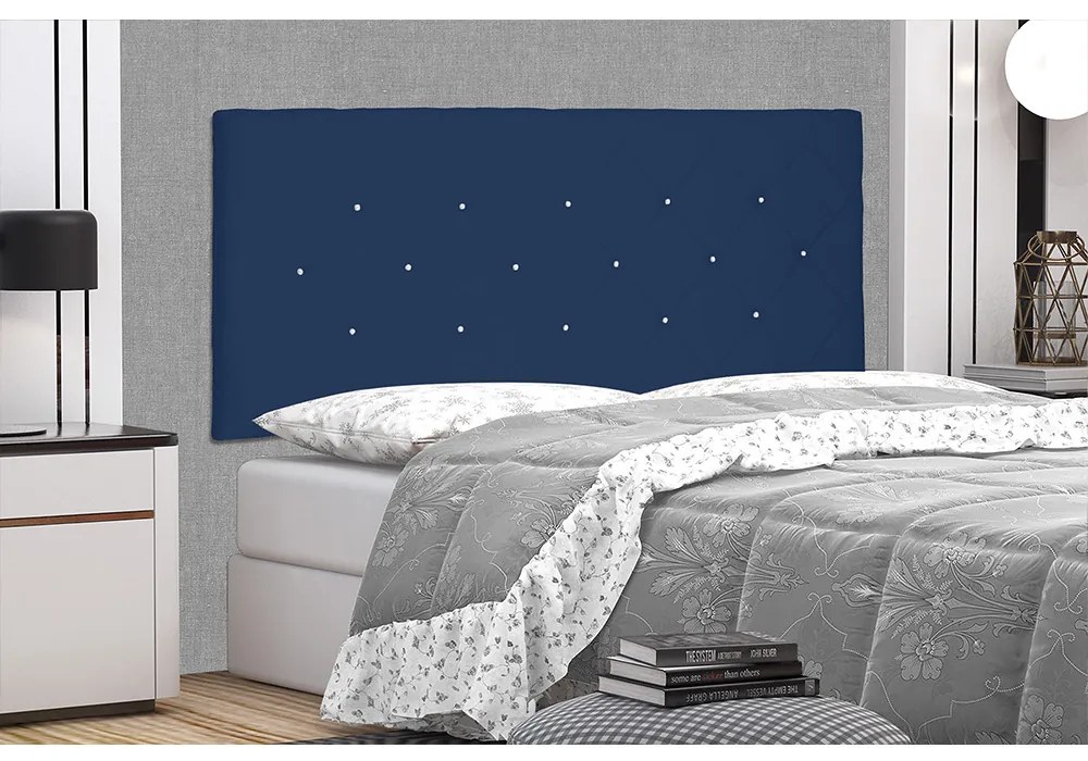 Cabeceira Painel Tânia Para Cama Box Solteiro 90 cm Suede Azul Marinho - D'Rossi