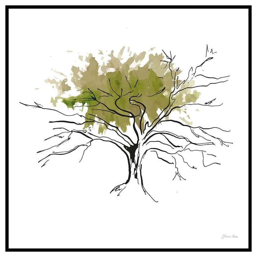Quadro Decorativo Figurativo Arvore da Vida Folhagem Central Verde e Preto - CZ 44055