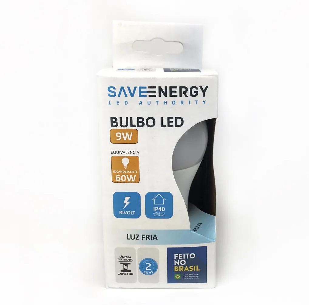 Lâmpada de Led Bulbo E27 A60 9W 6500K - Save Energy - Bivolt