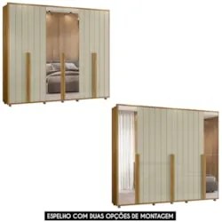 Guarda Roupa Casal 278cm 6 Portas 4 Espelhos Zac Opala/Cumaru Z10 - Mp