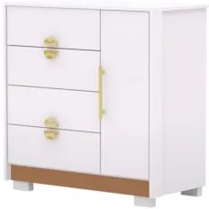 Cômoda Para Quarto 93cm Com 1 Porta Ilha Bela Flex Branco - Vila Rica