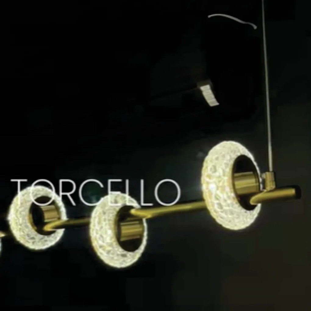 Pendente Torcello Horizontal 100X15Cm Led 18W 3000K Bivolt Dourado Pol...