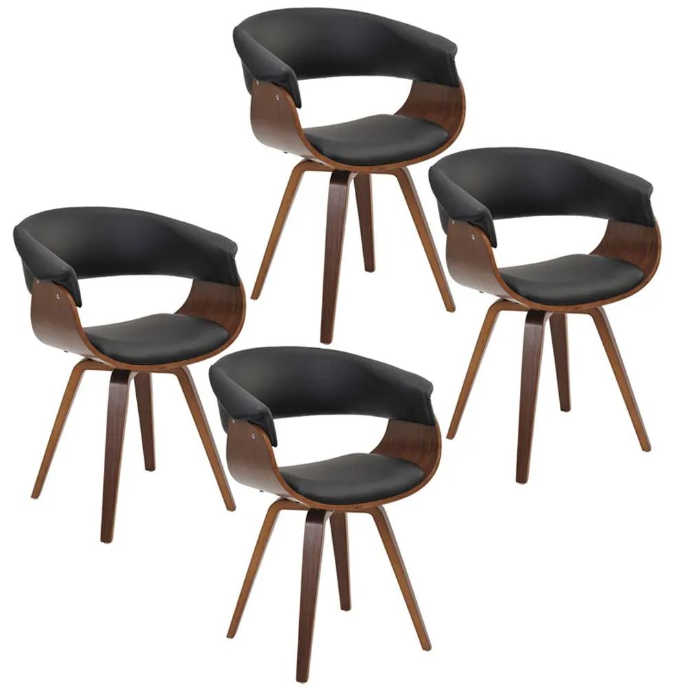 Kit 04 Cadeiras Giratória Decorativa para Escritório Home Office Ohana PU Sintético Preto G56 - Gran Belo