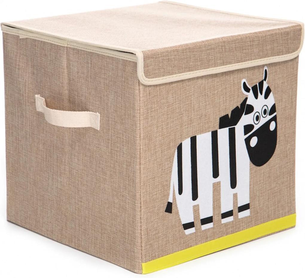 Caixa Organizadora Dolce Home Linha Bichos com tampa - Zebra Bege