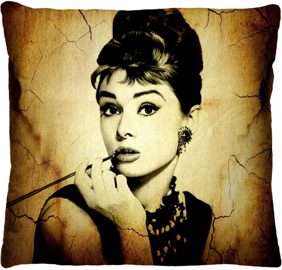 Almofada Celebridades Audrey Hepburn Avulsa 40cm x 40cm - Estampa 364