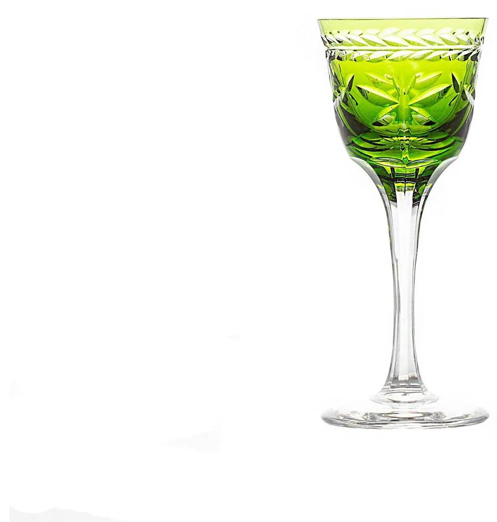 Taça de Cristal Lapidado Artesanal p/ Licor - Verde Claro - 87