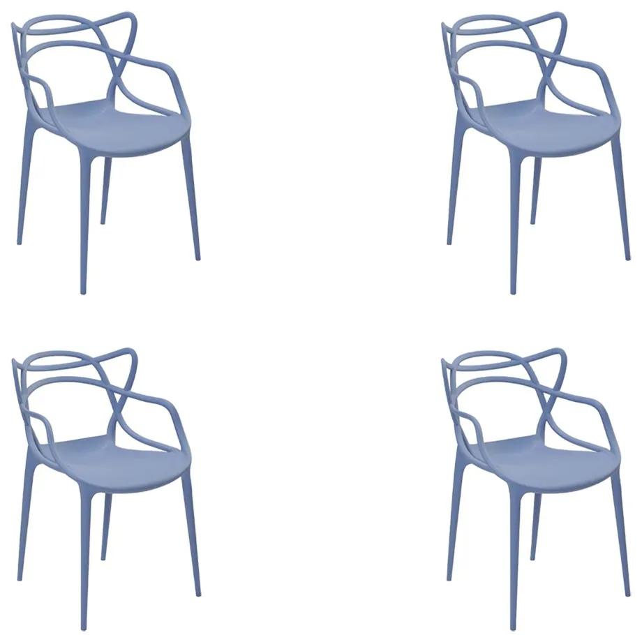 Kit 4 Cadeiras Decorativas Sala e Cozinha Feliti (PP) Azul Caribe G56 - Gran Belo