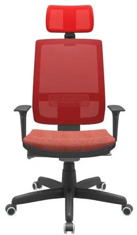 Cadeira Office Brizza Tela Vermelha Com Encosto Assento Concept Rose Autocompensador Base Standard 126cm - 63368 Sun House