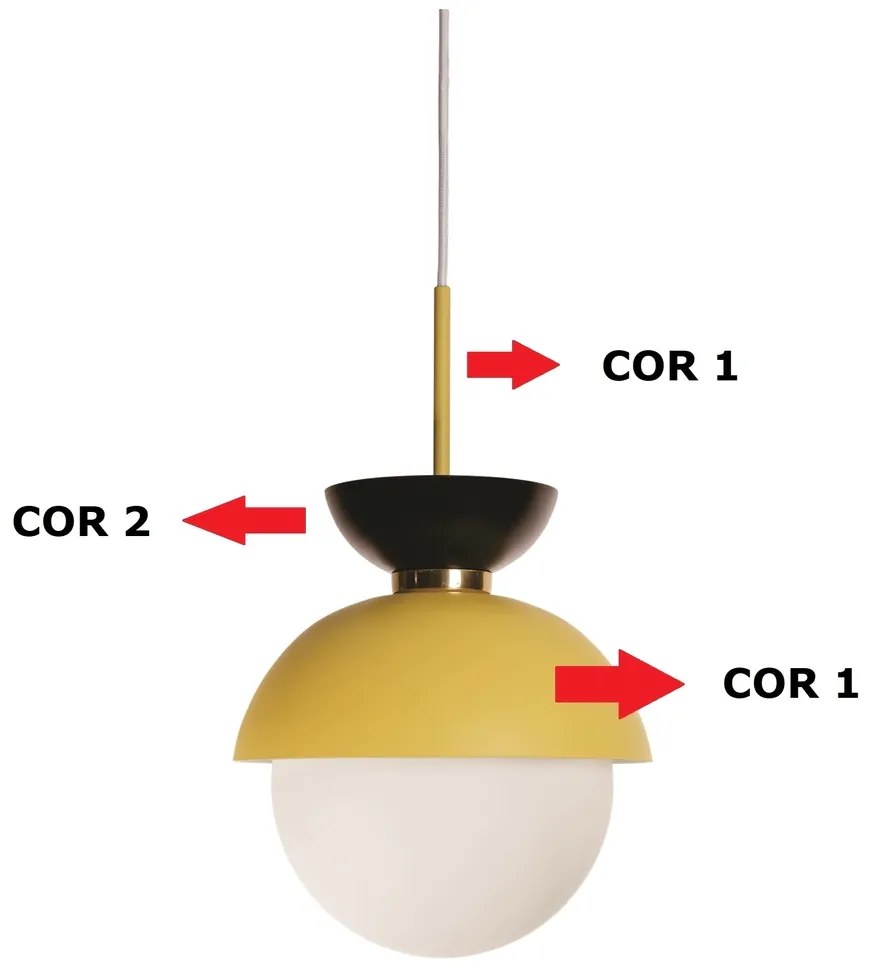 Pendente Bibelô Ø32X33,5Cm Globo 25Cm 1Xe27 / Anel Distanciador Cobre... (ORV-V - Ouro Velho)