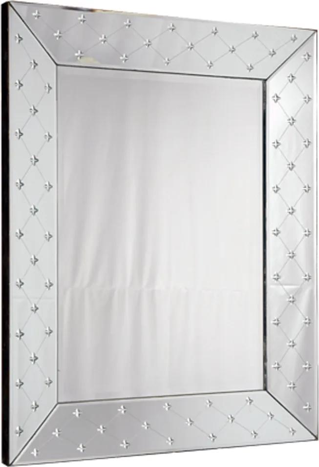 Espelho Veneziano Quadrado Luis XV Com Peças Bisotadas - 80x50cm