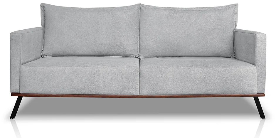 Sofá Living 3 Lugares com Pés de Ferro Almofadas Soltas 220cm Saiph Bouclê Cinza G63 - Gran belo