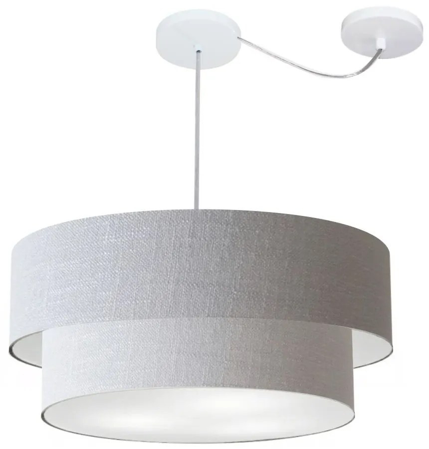 Lustre Pendente Duplo Cilíndrico Com Desvio de Centro Vivare Md-4367 Cúpula em Tecido 55x50cm - Bivolt