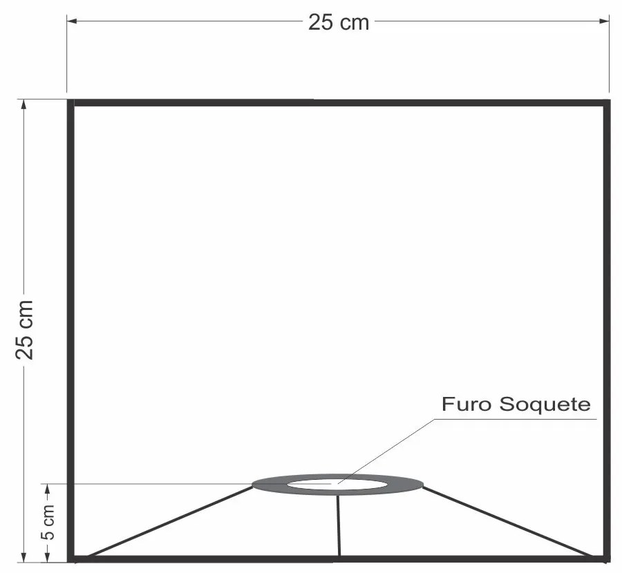 Cúpula em tecido quadrada abajur luminária cp-25/25x25cm algodão crú