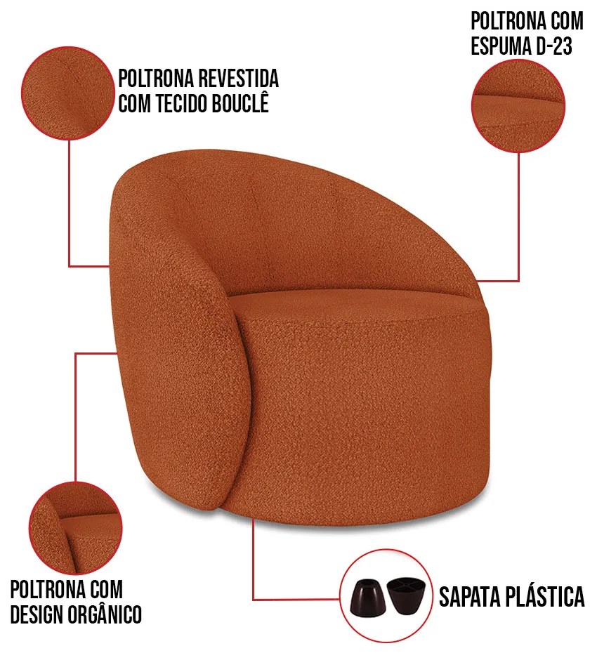 Poltrona Decorativa Orgânica Lua Bouclê D03 - D'Rossi - Terra