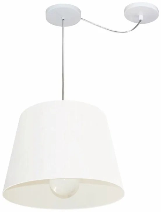 Lustre Pendente Cone Com Desvio de Centro Vivare Md-4274 Cúpula em Tecido 30x40cm - Bivolt