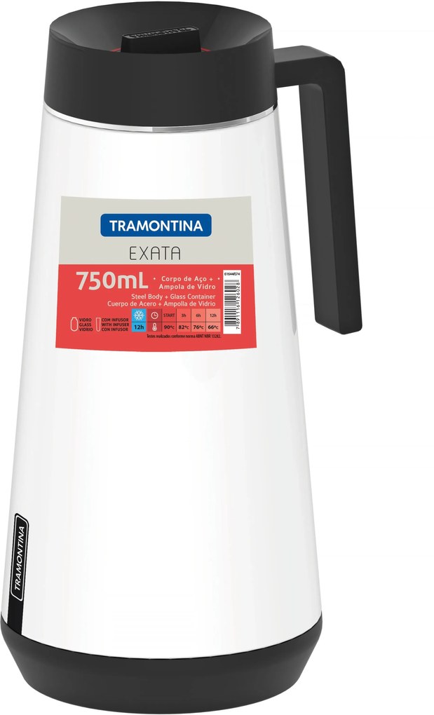 Garrafa Térmica Tramontina Exata Em Aço Inox Branco Com Infusor 750 Ml 61644074