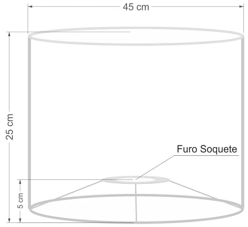 Cúpula abajur e luminária cilíndrica vivare cp-8021 Ø45x25cm - bocal europeu - Rosa-Tela