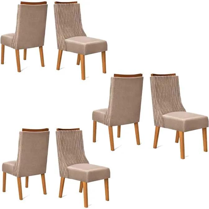 Conjunto 6 Cadeiras Amélia Carvalho Tecido Veludo Kraft