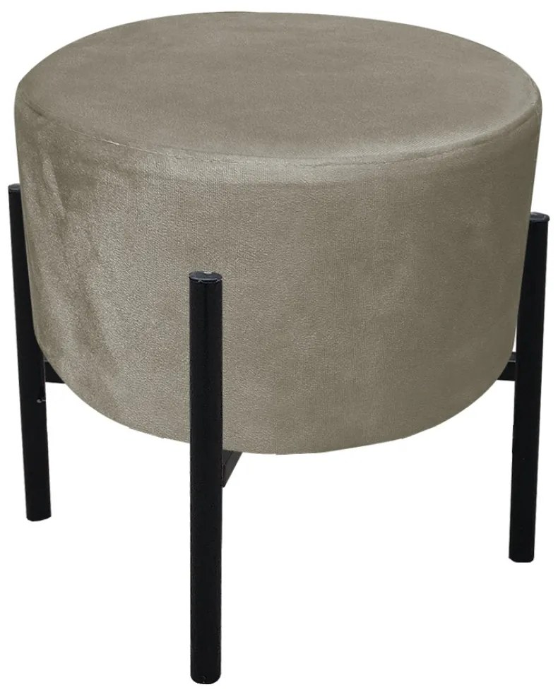 Puff Banqueta Decorativo Industrial Preto Kit 2 Iron Suede D03 - D'Rossi - Marrom Rato