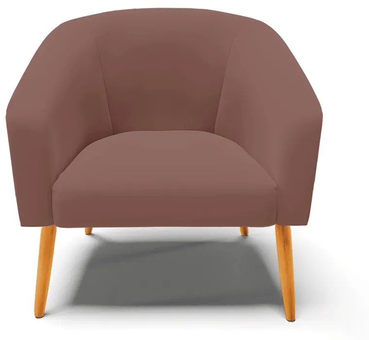 Poltrona Decorativa Pé Palito Castanho kit 2 Stella Veludo  Rosê D03 - D'Rossi