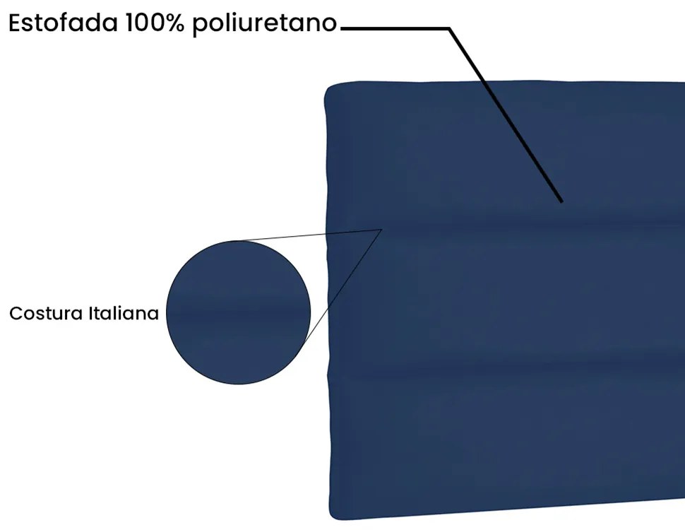 Cabeceira Painel La Italiana Para Cama Box Solteiro 90 cm Suede Azul Marinho - D'Rossi