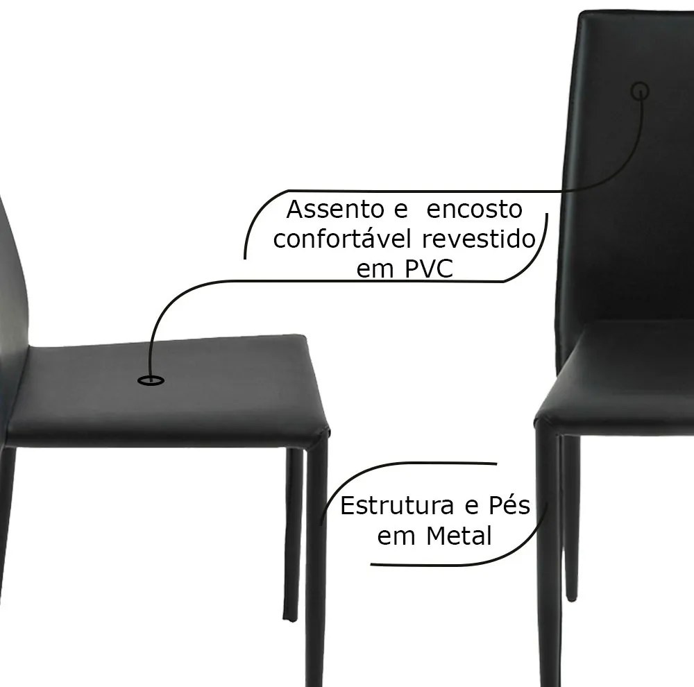 Kit 3 Cadeiras Decorativas Sala e Cozinha Karma PVC Preta G56 - Gran Belo
