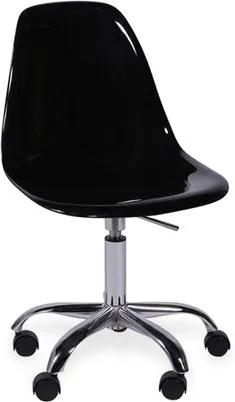 Cadeira Decorativa com Rodízios, Preto Brilho, Eames