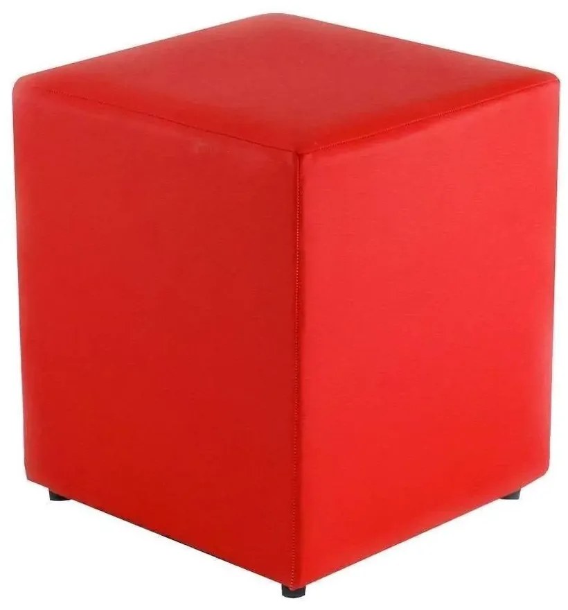 Puff Quadrado Box Couro 45X35Cm Ecológico Orthovida (Laranja)