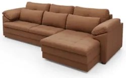 Sofá Retrátil 3 Lugares Para Sala 297cm Dijon Couro Mel S07 - Mpozenat