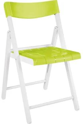 Cadeira Dobrável de Madeira Branca e Plástico Verde