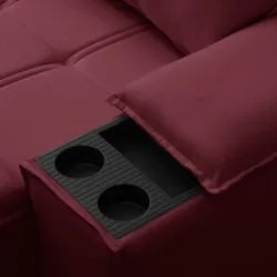 Sofá Retrátil 3 Lugares com Porta Copo 230cm Malta F05 Veludo Bordô -
