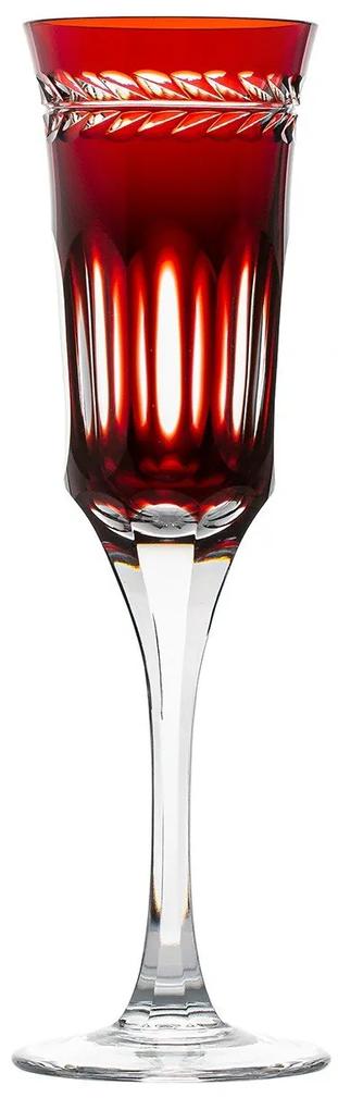 Taça de Cristal Lapidado Artesanal p/ Champagne Libélula - Vermelho - 17  Vermelho - 17