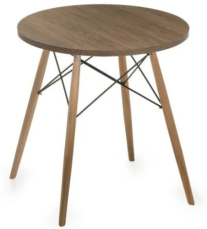 Mesa Eames 80 cm Tampo Redondo Imbuia Base Madeira Clara - 28587 Sun House