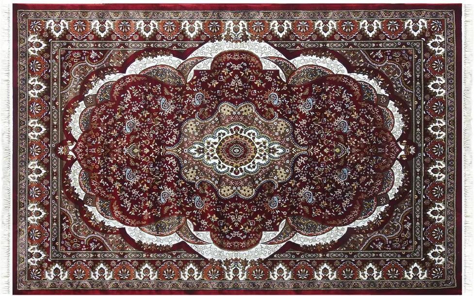 Tapete Persa Mashhad Vermelho 200 x 300 cm com Medalhão Vermelho