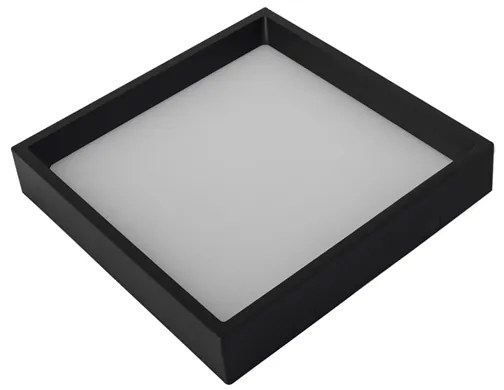 Plafon Led Sobrepor Quadrado 22w Preto Luz Amarela