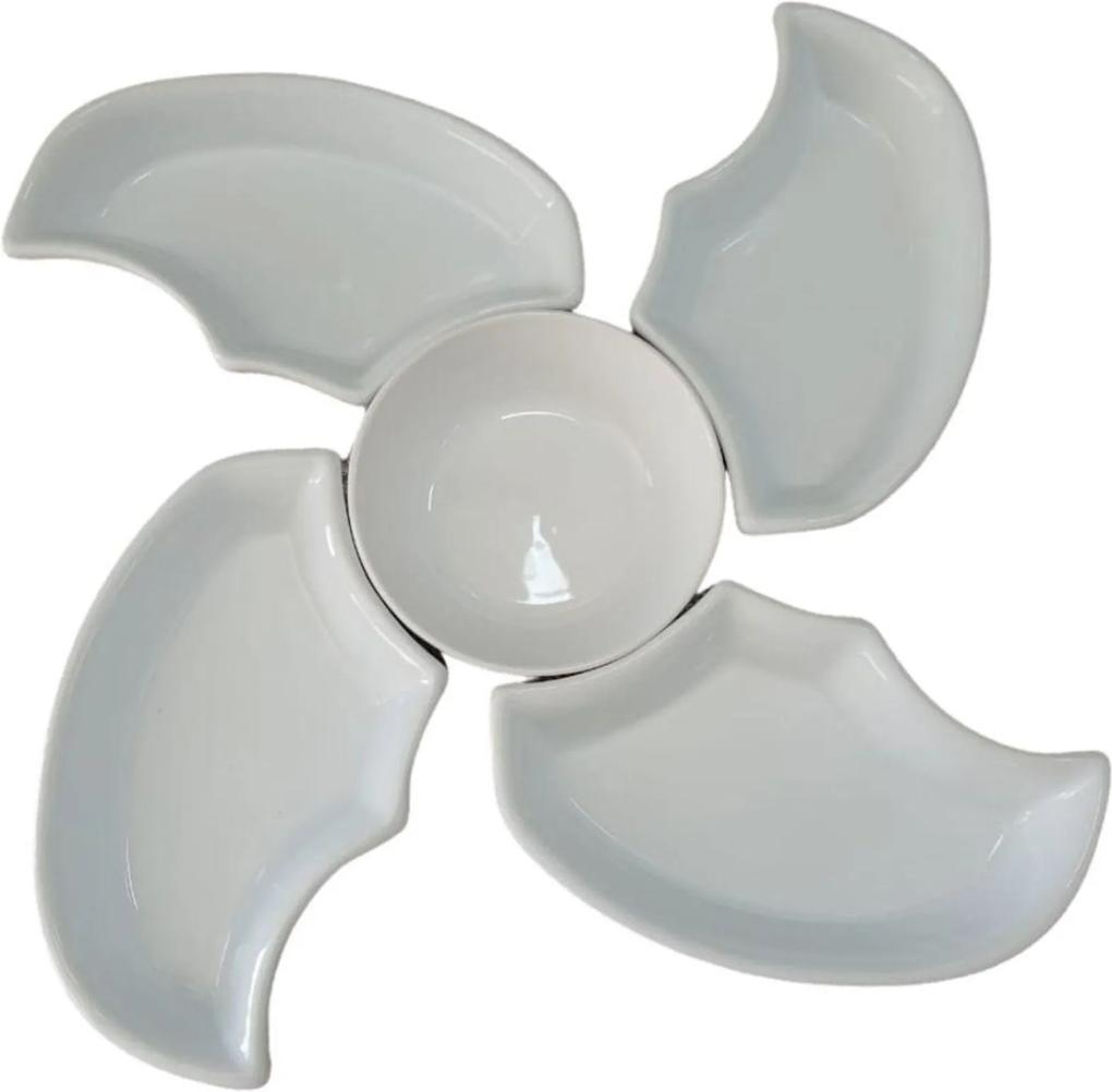 Petisqueira Cata-vento em Cerâmica 5 Peças – Branca