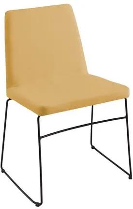 Cadeira Estofada Paris com Pés Aço Preto - Linho Amarelo
