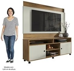 Painel para TV 60 Pol Suíça com Rack Bancada Reno Freijó/Cinza Cristal